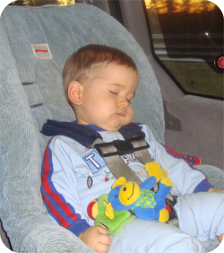 Josiah sleeping on the way to DC