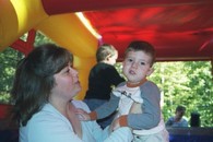 Aunt Becke and Caden in Jump Castle